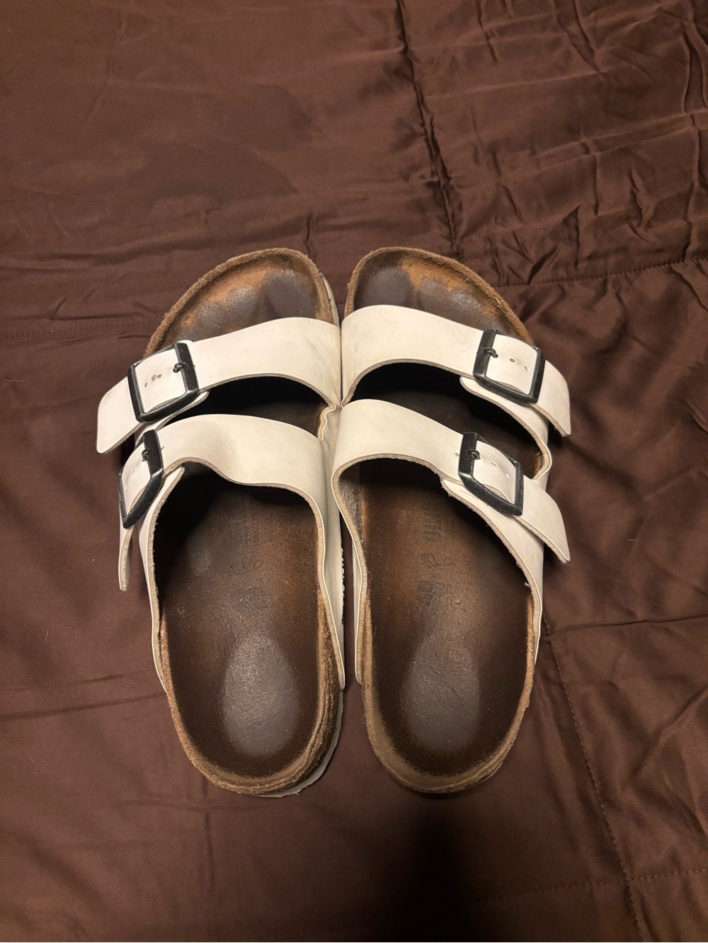 Birkenstock White Double-Strap Sandals with Buckles